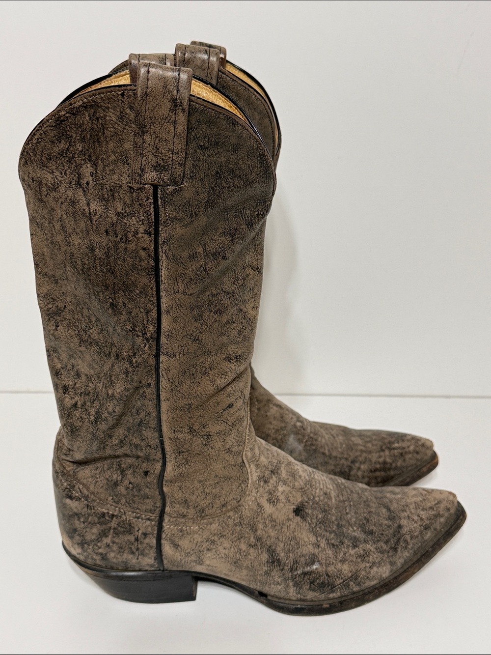 Vintage Tony Lama Distressed Crackle Smooth Leather Boots 8D